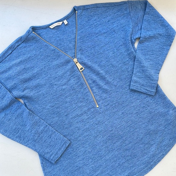 NWOT Soft Surroundings Valentina Zip Sweater - Light Blue (size S) - Picture 2 of 6